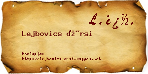 Lejbovics Örsi névjegykártya